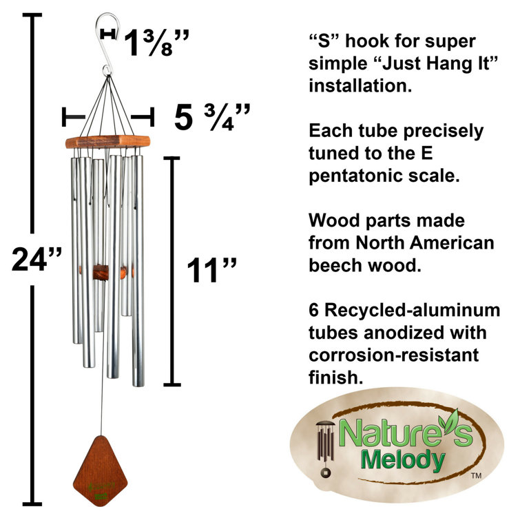 Nature's Melody Tuned 6Tube Outdoor Wind Chimes Wayfair Canada